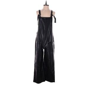 ZARA Black Faux Leather Jumpsuit - S